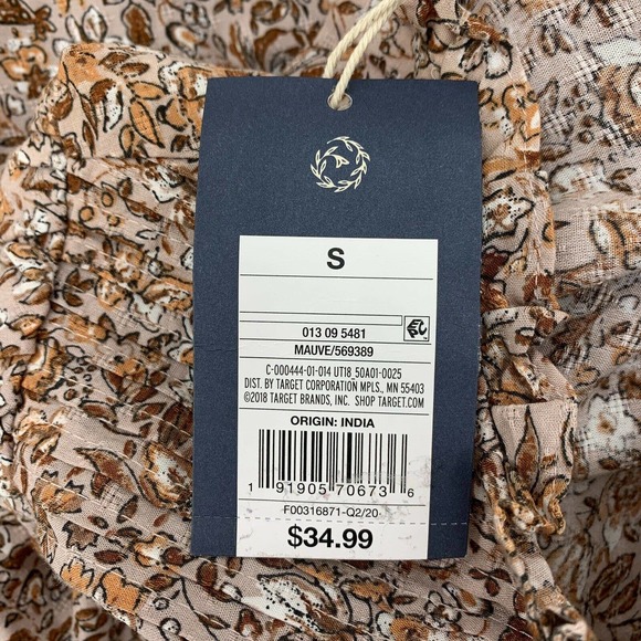 Universal Thread Midi Dress Size S Floral Ruffle Crew Neck Balloon Long Sleeve - Picture 7 of 8